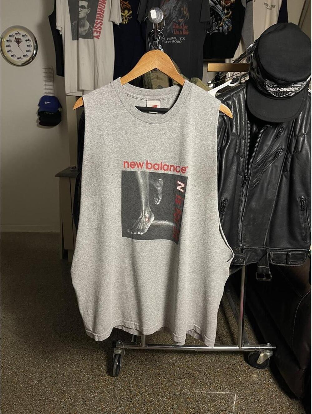Vintage New Balance Running Gym Shirt Chopped Sleeves